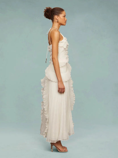 Vestido de Fiesta Largo – Diseño con Volantes, Ideal para Bodas y Cócteles
