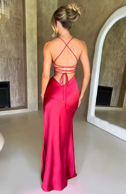 Vestido elegante maxi invitada boda slit alto y estiloso