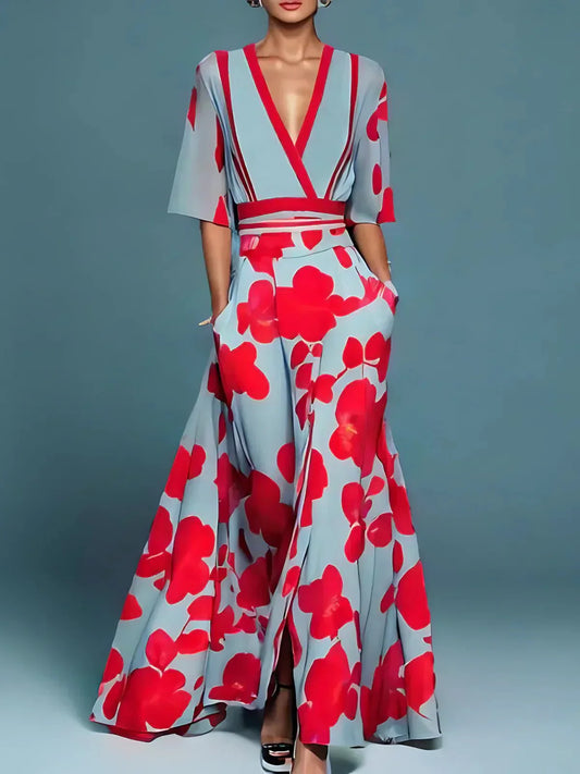 Isabel | Elegante maxivestido con estampado de flores
