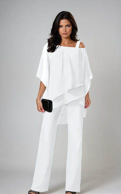 Conjunto Mujer – Dos Piezas, Capas Superpuestas y Estilo Elegante