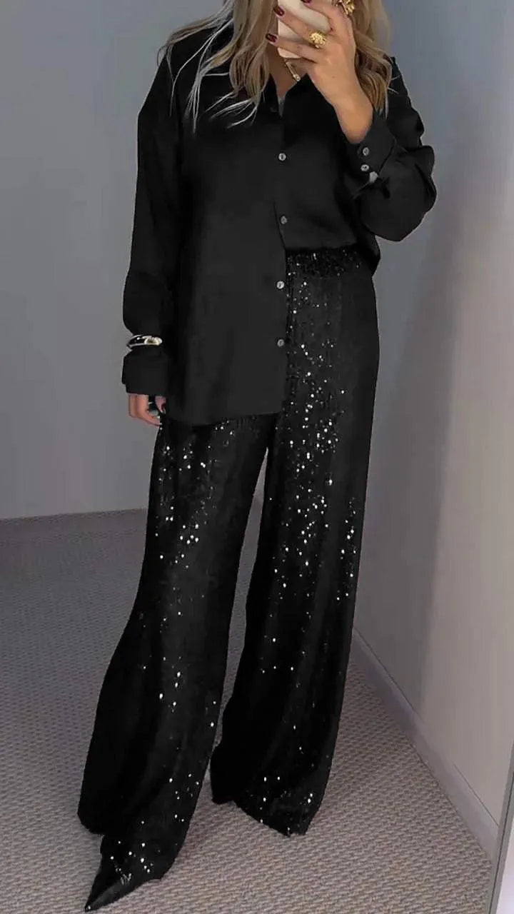 Conjunto mujer brillante elegante perfecto para noche y fiesta
