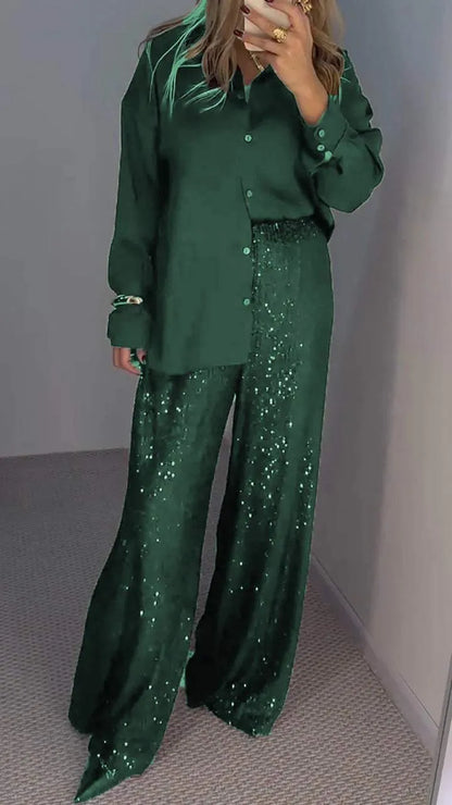 Conjunto mujer brillante elegante perfecto para noche y fiesta