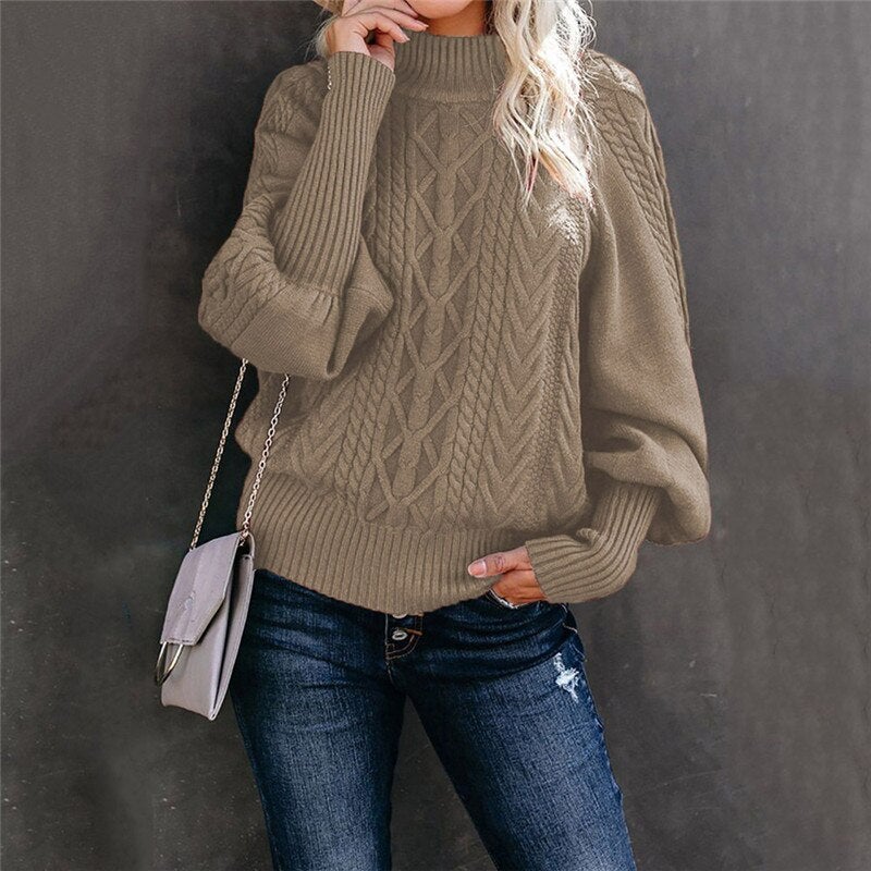 Jersey cuello alto femenino cómodo y chic para oficina o paseo