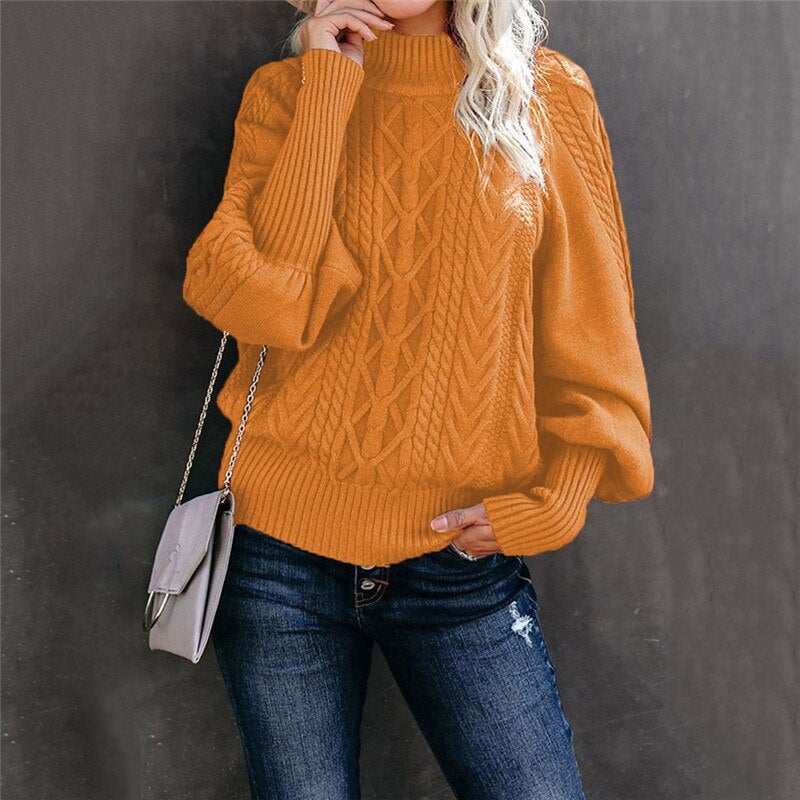 Jersey cuello alto femenino cómodo y chic para oficina o paseo