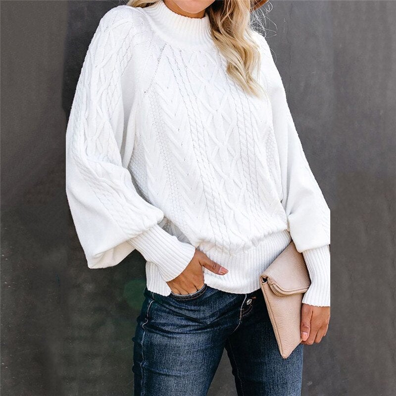 Jersey cuello alto femenino cómodo y chic para oficina o paseo