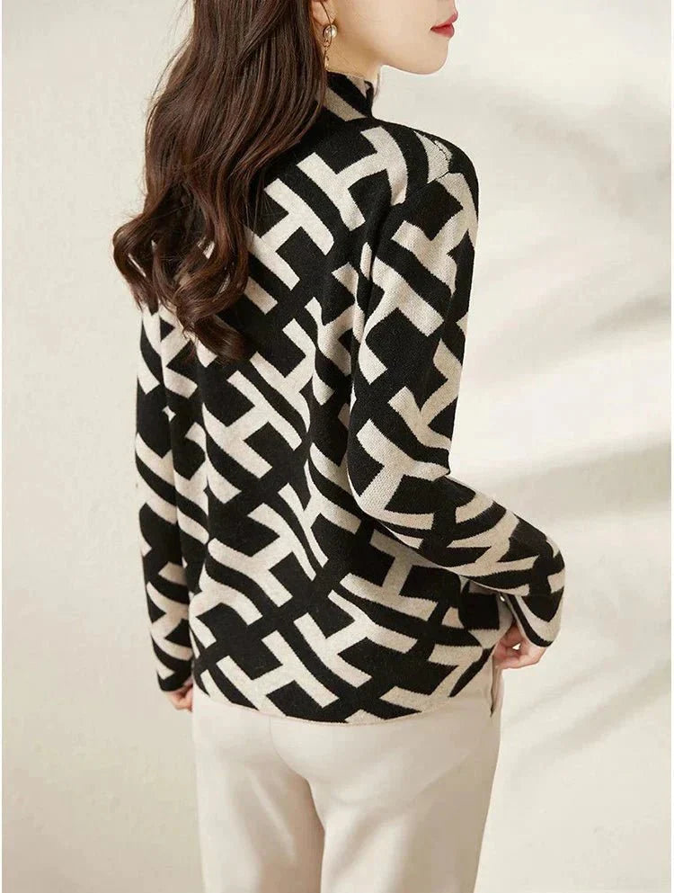 Jersey de punto para mujer: negro y blanco, elegante y cómodo