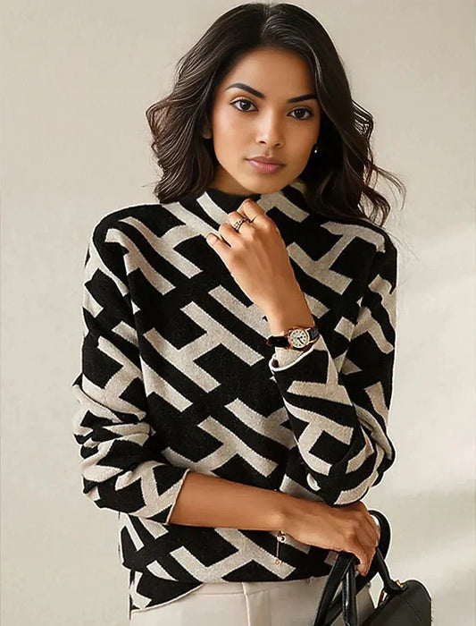 Jersey de punto para mujer: negro y blanco, elegante y cómodo