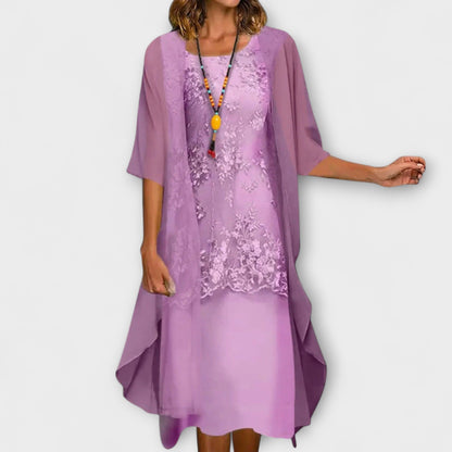 Lucy | Elegante vestido de gasa de dos piezas