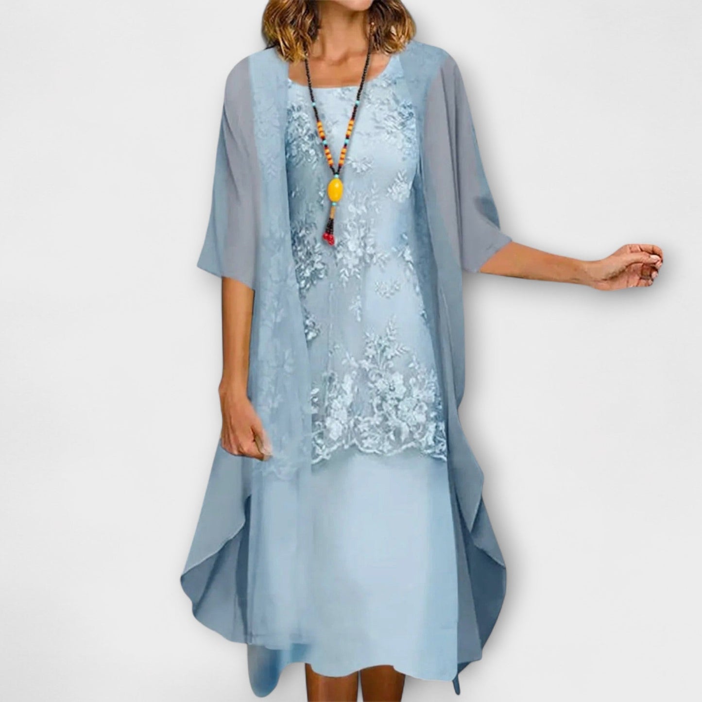 Lucy | Elegante vestido de gasa de dos piezas