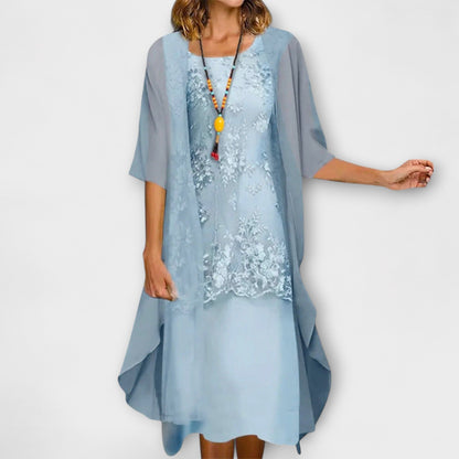 Lucy | Elegante vestido de gasa de dos piezas