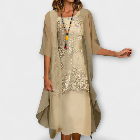 Lucy | Elegante vestido de gasa de dos piezas