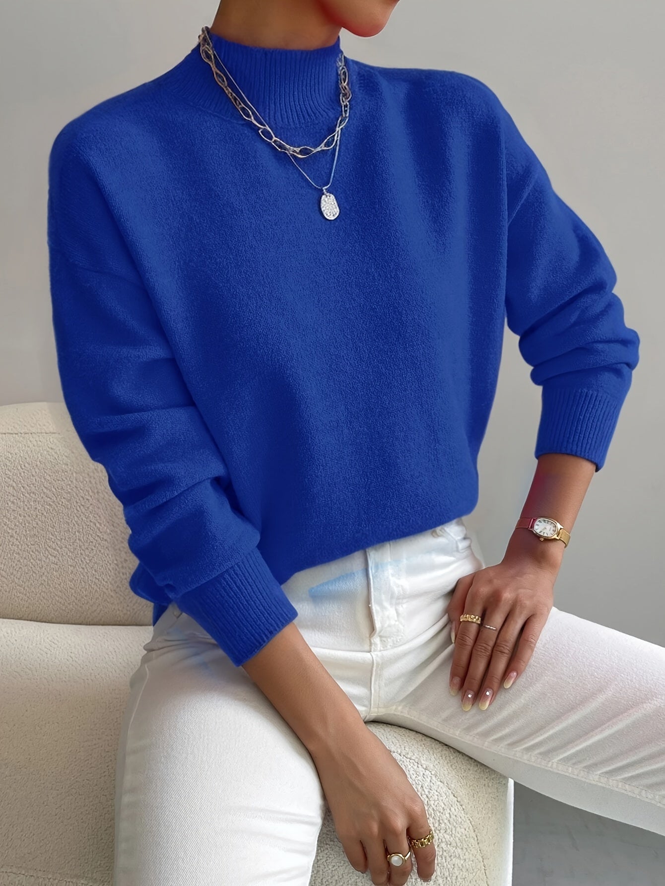 Jersey de Mujer con Cuello Alto – Cálido, Suave y Moderno