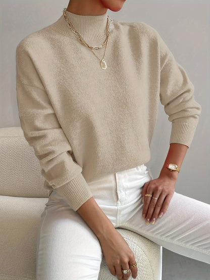 Jersey femenino turtleneck elegante suave y versátil casual