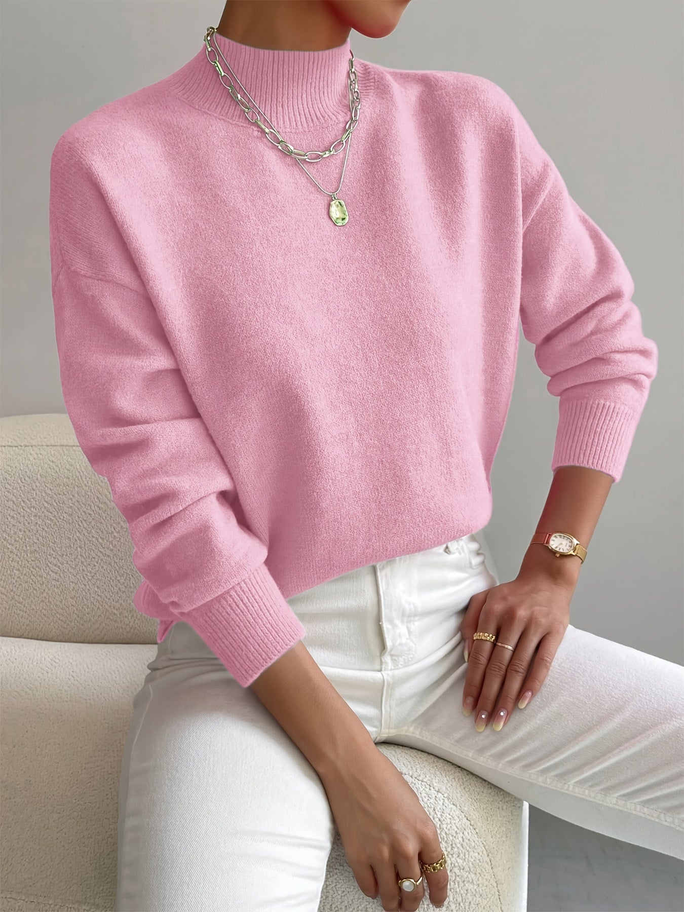Jersey de Mujer con Cuello Alto – Cálido, Suave y Moderno