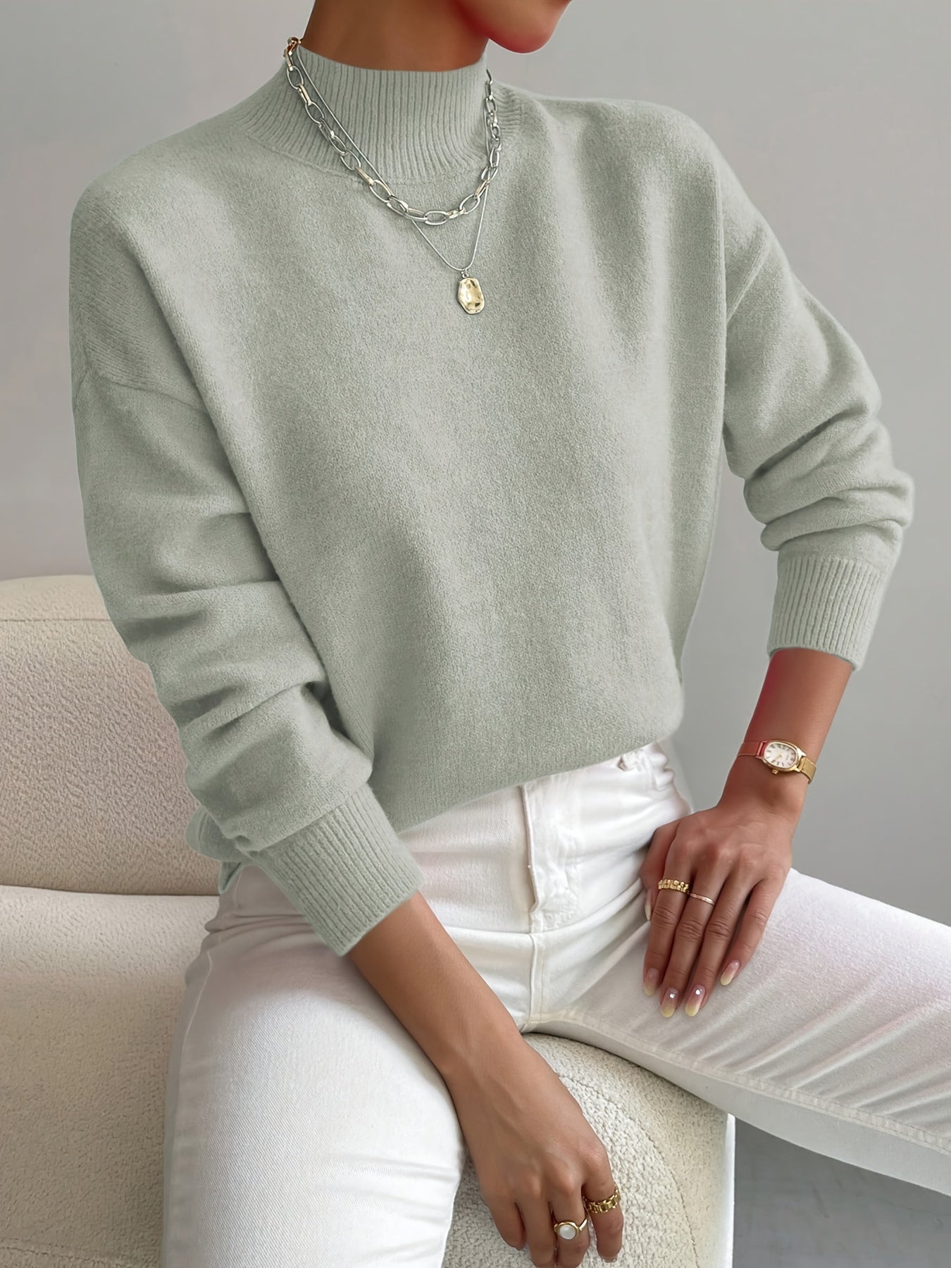 Jersey de Mujer con Cuello Alto – Cálido, Suave y Moderno