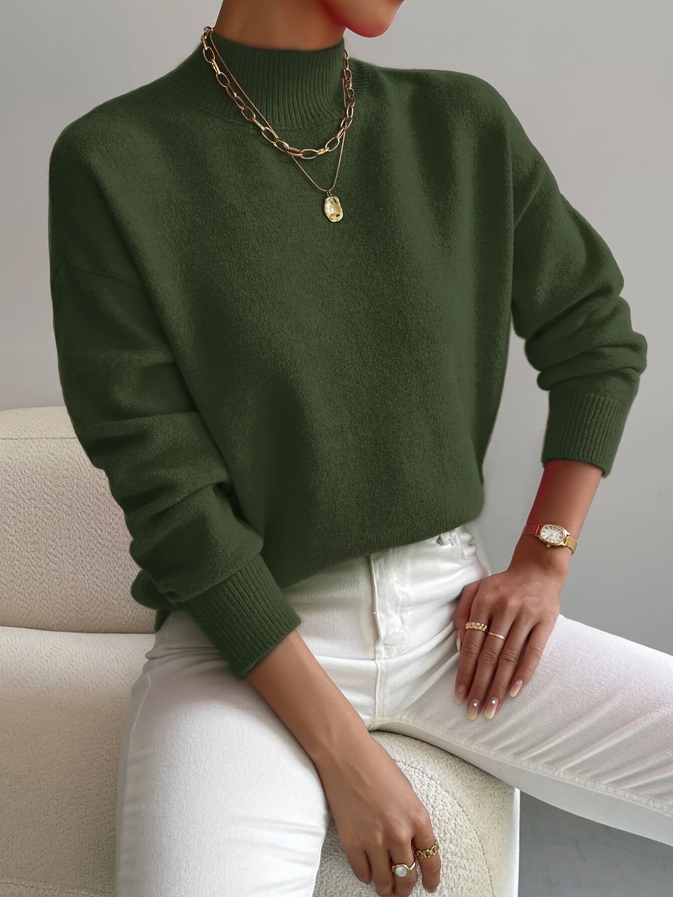 Jersey de Mujer con Cuello Alto – Cálido, Suave y Moderno