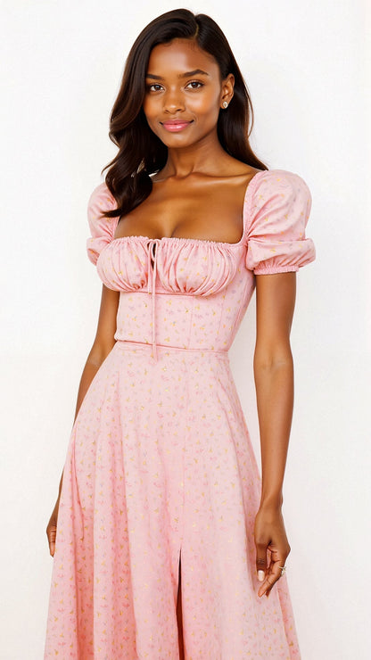 Vestido Midi Mujer – Diseño Atemporal y Elegante con Cuello Cuadrado