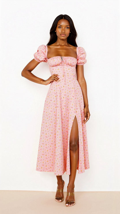 Vestido Midi Mujer – Diseño Atemporal y Elegante con Cuello Cuadrado