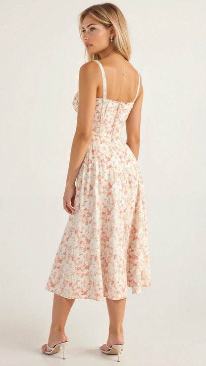 Vestido Midi Elegante Mujer – Corsé Detallado, Cómodo y Atemporal