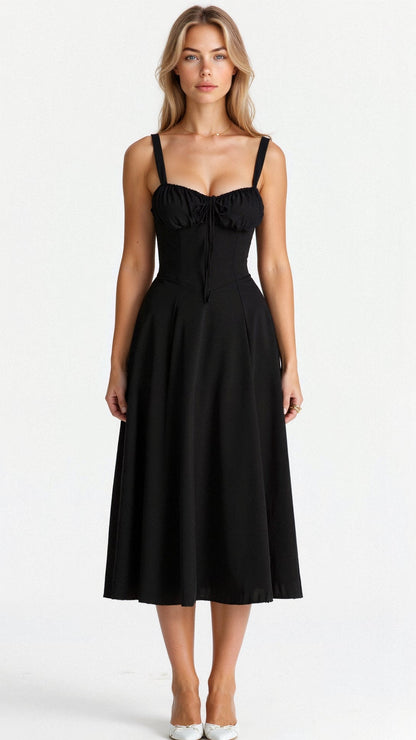 Vestido Midi Elegante Mujer – Corsé Detallado, Cómodo y Atemporal