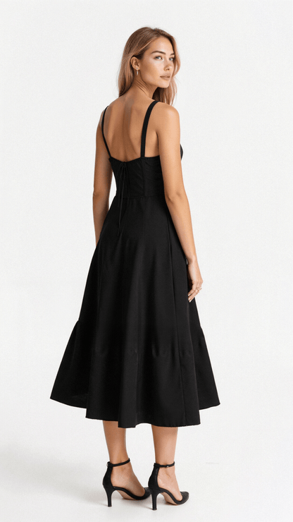 Vestido Midi Elegante Mujer – Corsé Detallado, Cómodo y Atemporal