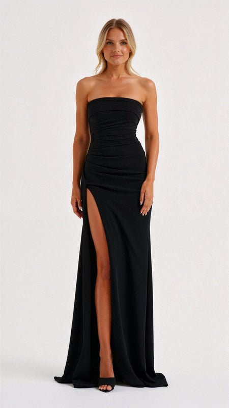 Vestido Elegante Mujer – Tube con Corte en Pierna, Perfecto para Bodas o Galas