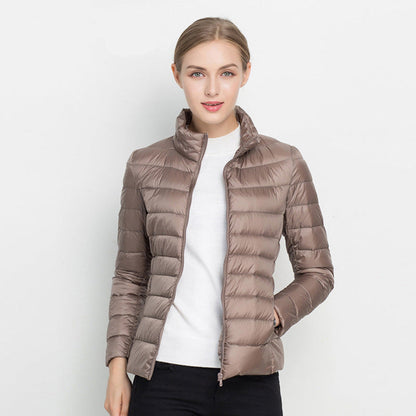 Chaqueta acolchada de manga larga para mujer, cálida, ligera e impermeable, ideal para el invierno.