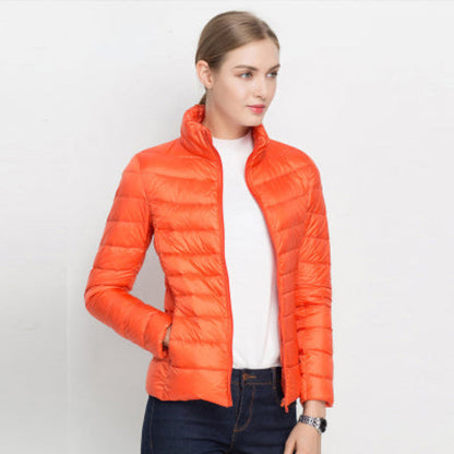 Chaqueta acolchada de manga larga para mujer, cálida, ligera e impermeable, ideal para el invierno.