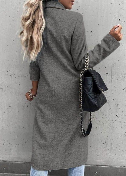 Chaqueta de invierno cálida para mujer: chaqueta larga de lana clásica y elegante