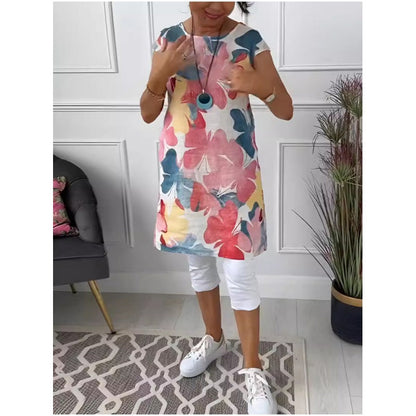 Vestido femenino con flores y bolsillos, look fresco y chic