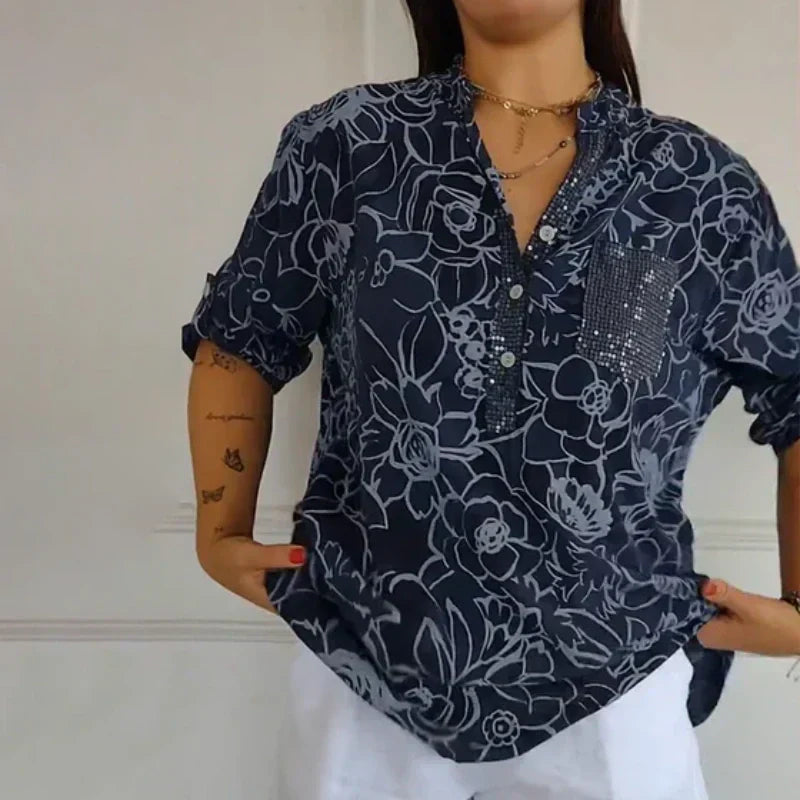 Blusa Estampada con Flores – Versátil para el Día a Día