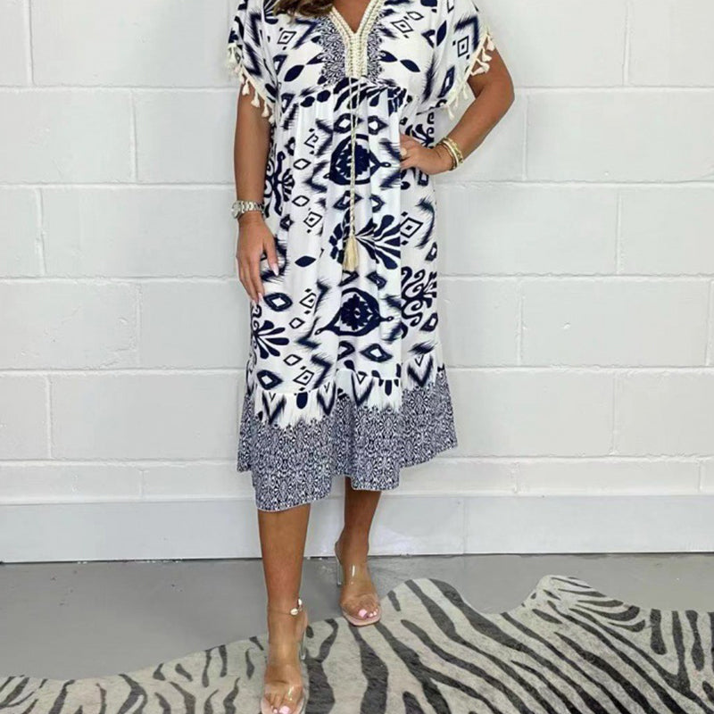 Emely | Vestido Informal Estampado Con Cuello en V