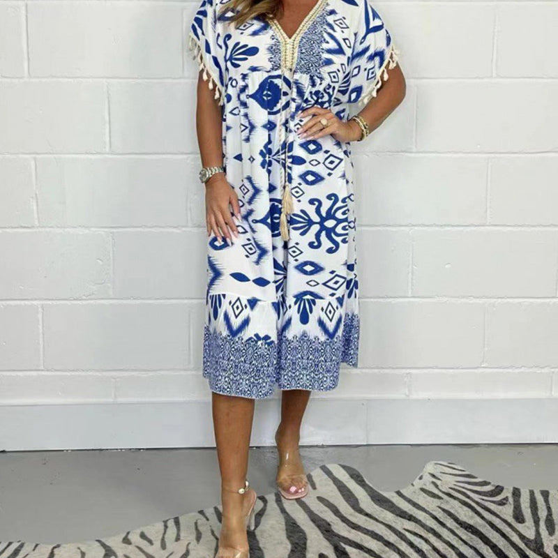 Emely | Vestido Informal Estampado Con Cuello en V