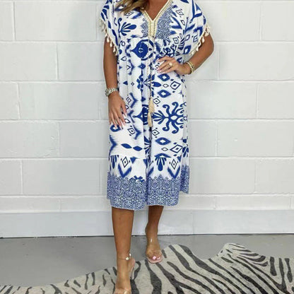 Emely | Vestido Informal Estampado Con Cuello en V