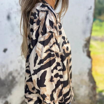 Chaqueta Mujer – Bomber con Cremallera, Estilo Animal Print y Urbano