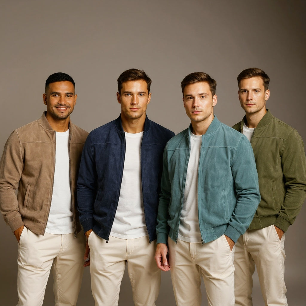 Chaqueta de cuero gamuzado para hombre, cómoda y sofisticada