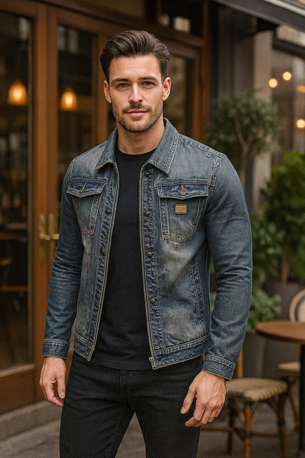 Chaqueta Vaquera Hombre – Denim Premium, 75% Algodón, Casual Chic